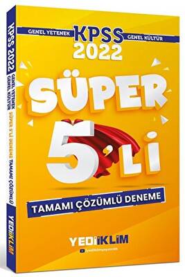 Yediiklim Yayınları 2022 KPSS Genel Yetenek Genel Kültür Süper 5 li Deneme Çözümlü - 1