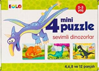 4 Mini Puzzle - Sevimli Dinozorlar - 1