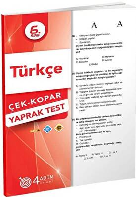4 Adım Yayınları 6. Sınıf Türkçe Çek Kopar Yaprak Test - 1
