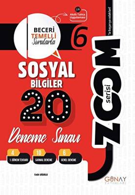 Günay Yayınları 6. Sınıf Zoom Serisi Sosyal Bilgiler 20`li Deneme Sınavı - 1