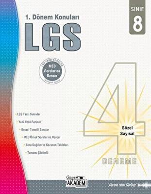 Üçgen Yayıncılık 8. Sınıf - LGS 4’lü Deneme - 1. Dönem Konuları - 1