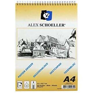 Alex Schoeller Eskiz Blok Defter 90gr A4 60 Yaprak ALX-820 - 1