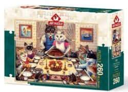 Art Puzzle 260 Parça Kedi Ailesi Ziyafette - Art Puzzle