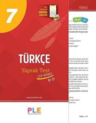 Birey Eğitim Yayınları Birey PLE 7. Sınıf Türkçe 32 Yaprak Test - 1
