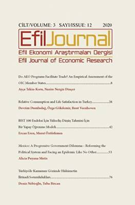 Efil Ekonomi Araştırmaları Dergisi Cilt: 3 Sayı: 12 2020 - 1