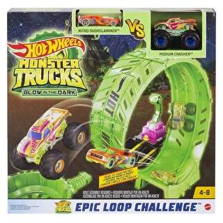 Hot Wheels Monster Trucks Karanlıkta Parlayan Çemberde Yarış Seti HBN02 - 1