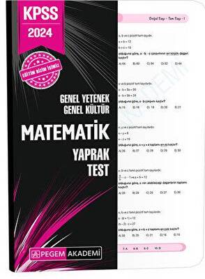 Pegem Akademi Yayıncılık 2024 KPSS Genel Yetenek Genel Kültür Matematik Yaprak Test - 1