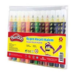 Play-Doh 12 Renk Üçgen Fırça Uçlu Kalem Plastik Kutu - 1