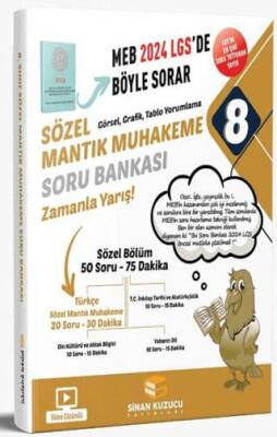 Sinan Kuzucu Yayınları 2024 LGS 8. Sınıf Sözel Mantık Muhakeme Soru Bankası Video Çözümlü - 1
