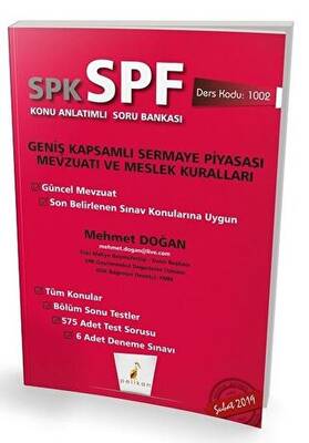 Pelikan Tıp Teknik Yayıncılık SPK - SPF Geniş Kapsamlı Sermaye Piyasası Mevzuatı ve Meslek Kuralları Konu Anlatımlı Soru Bankası - 1
