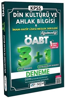 Panem Yayınları Tamamı Çözümlü ÖABT İHL - Din Kültürü Ve Ahlak Bilgisi Öğretmenliği 3+1 Deneme - 1