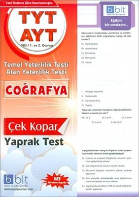 Bulut Eğitim ve Kültür Yayınları TYT AYT Coğrafya Yaprak Test - 1
