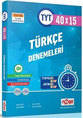 Nego Yayınları TYT Türkçe Tamamı Video Çözümlü 40x15 Branş Deneme - 1