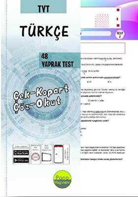 Pano Yayınevi TYT Türkçe Yaprak Testleri Çek Kopart - 1